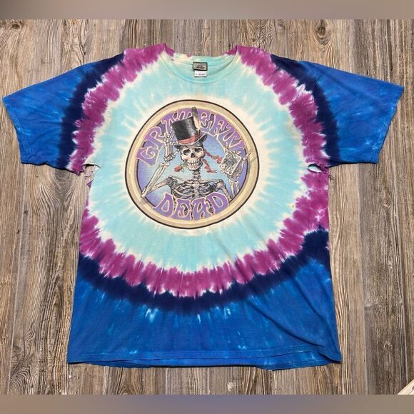 Grateful Dead T-Shirt Tie Dye 2XL Skeleton Poker Cards Queen Spades 1999 - Picture 1 of 11